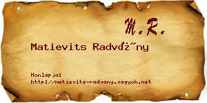 Matievits Radvány névjegykártya
